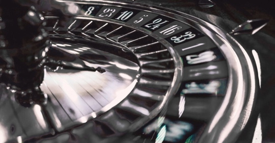 Spinning professional roulette wheel in casino