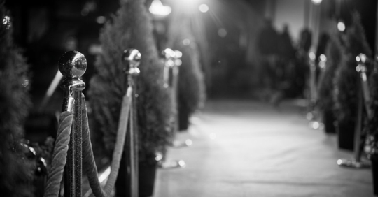 Red carpet entrance to a Hollywood event